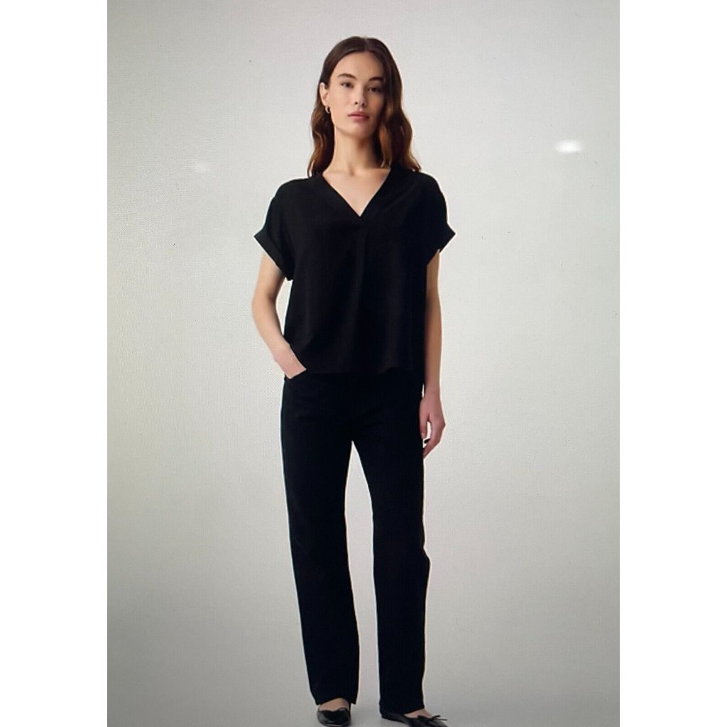 Gap Womens Blouse Top Pullover Rayon Short Sleeves Black Size Medium